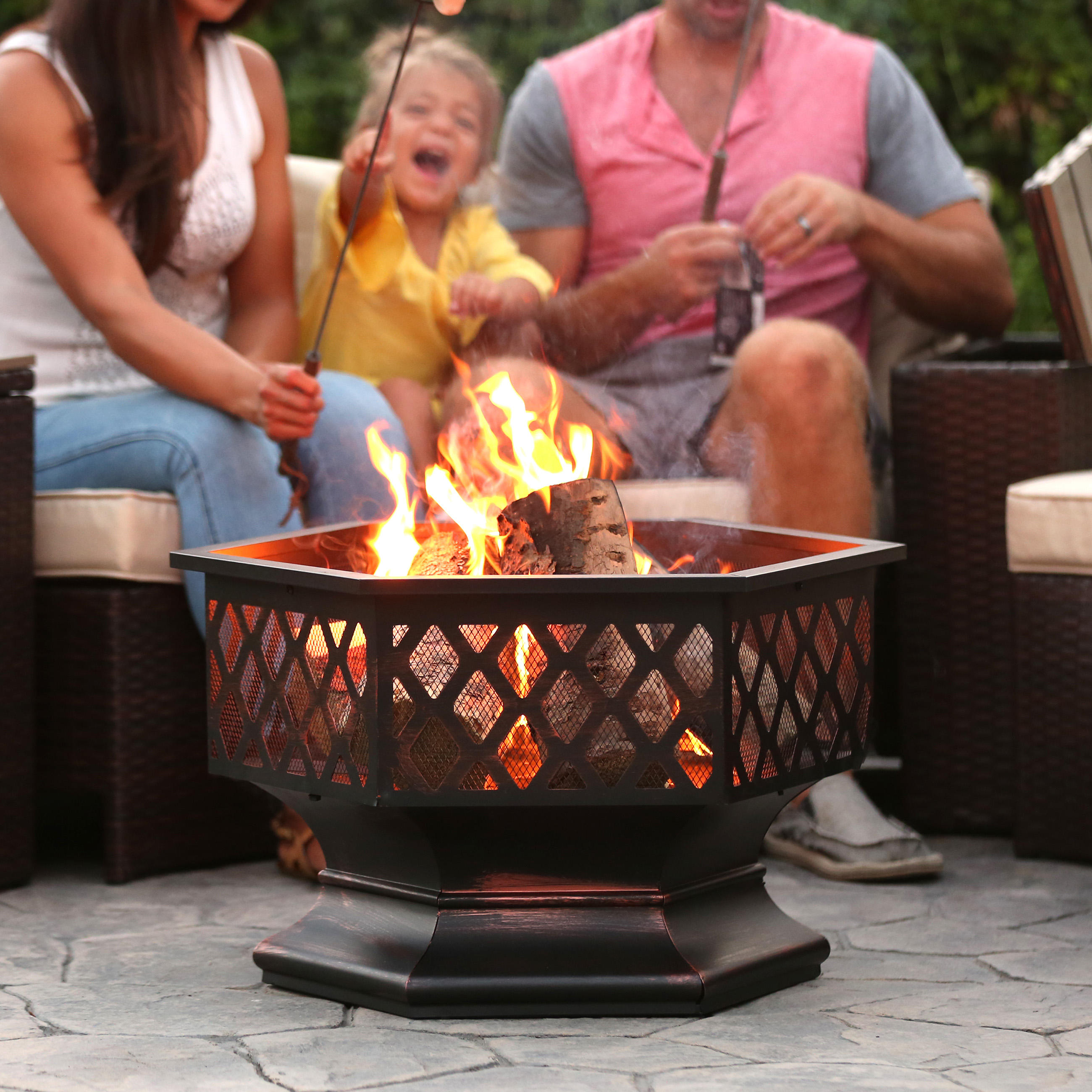 BCP Hex Shaped Fire Pit Outdoor Home Garden Backyard Firepit Bowl