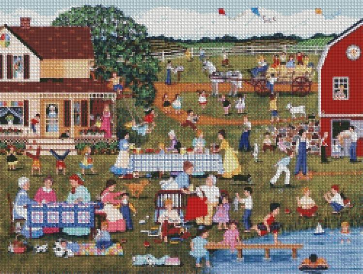 Sheila Lee cross-stitch - Annual Family Reunion