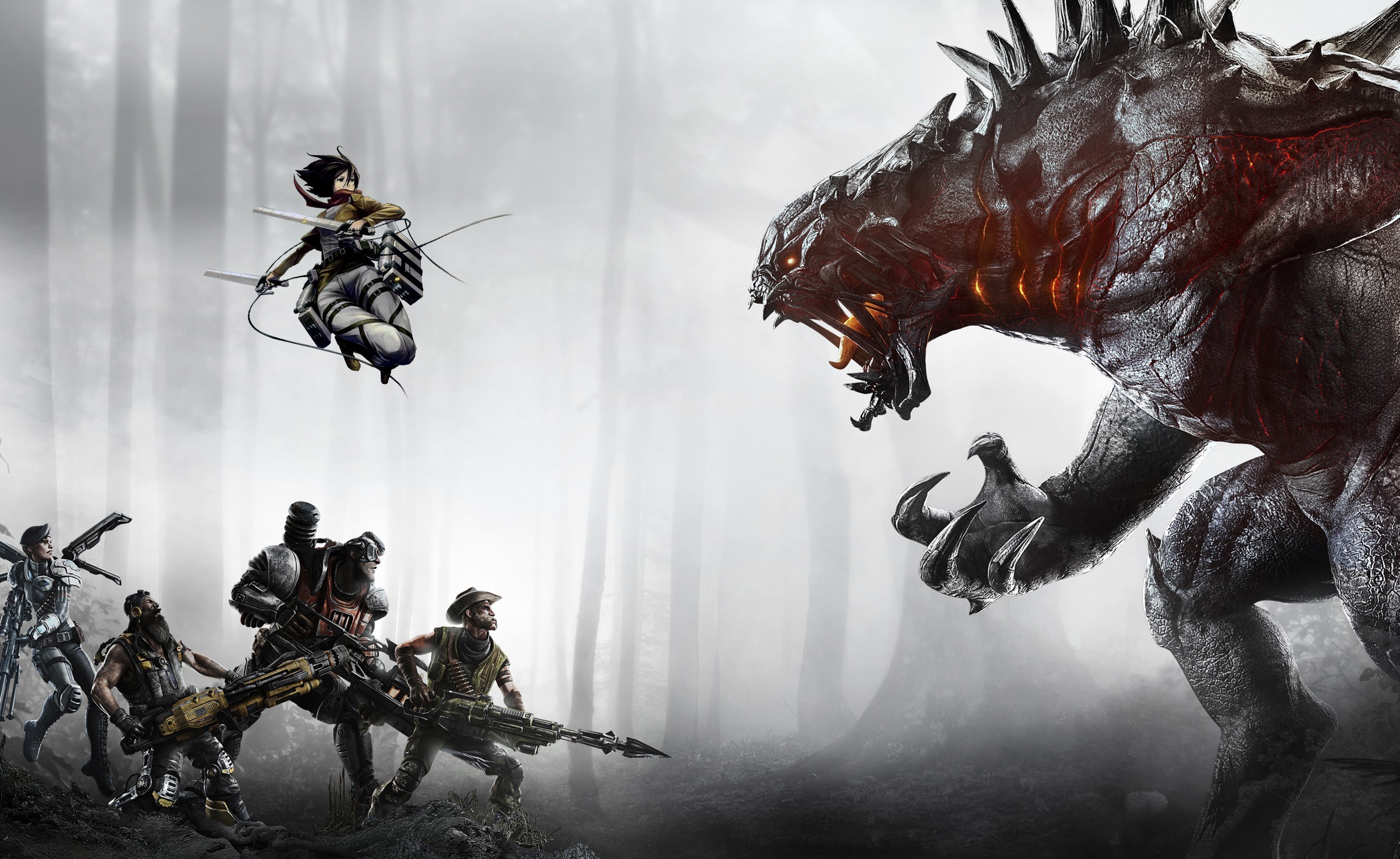 Wallpaper Attack On Titan 266 artwork, fantasy art, Evolve, Shingeki no Kyojin, Mikasa Ackerman