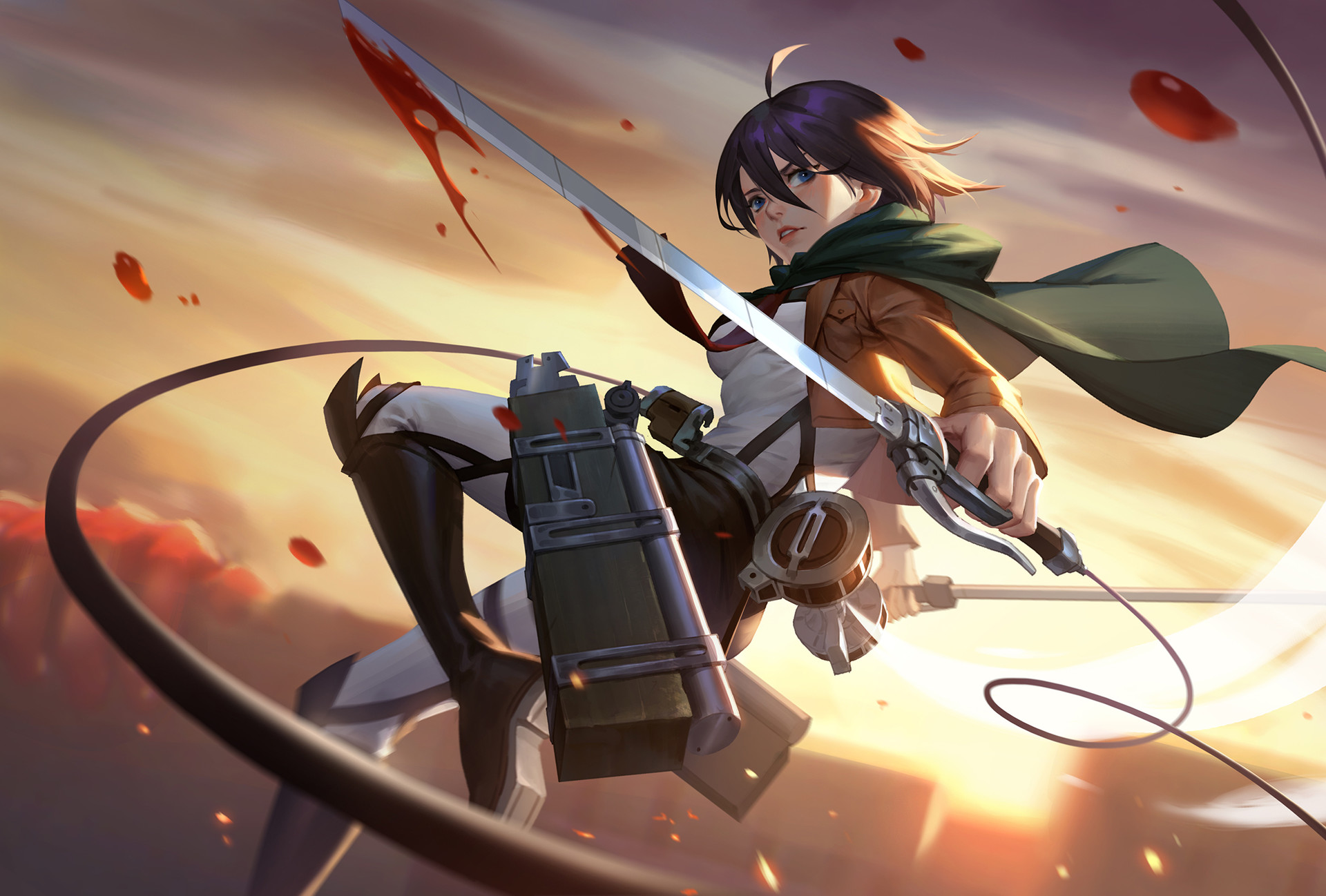 Wallpaper Attack On Titan 183 Shingeki no Kyojin, warrior, sword, Mikasa Ackerman