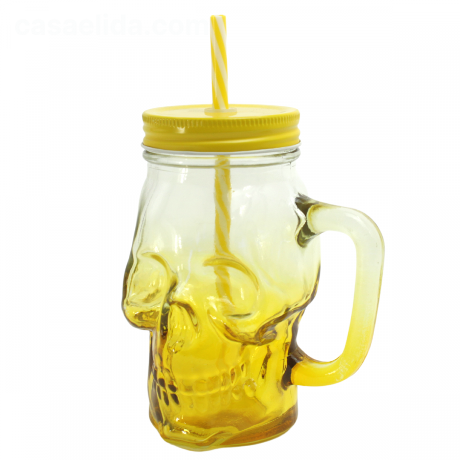 Vaso tomatodo calavera amarillo, 500ml