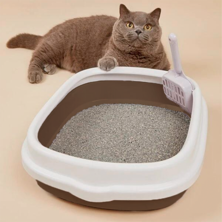 Arenero para gato café/blanco, 13x47x39cm