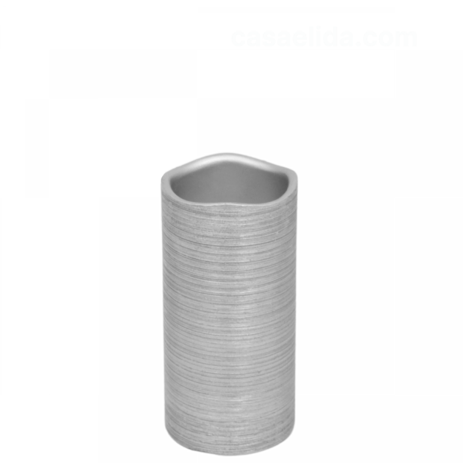 Vela artificial de cera plateado, 15xØ7.5cm, led