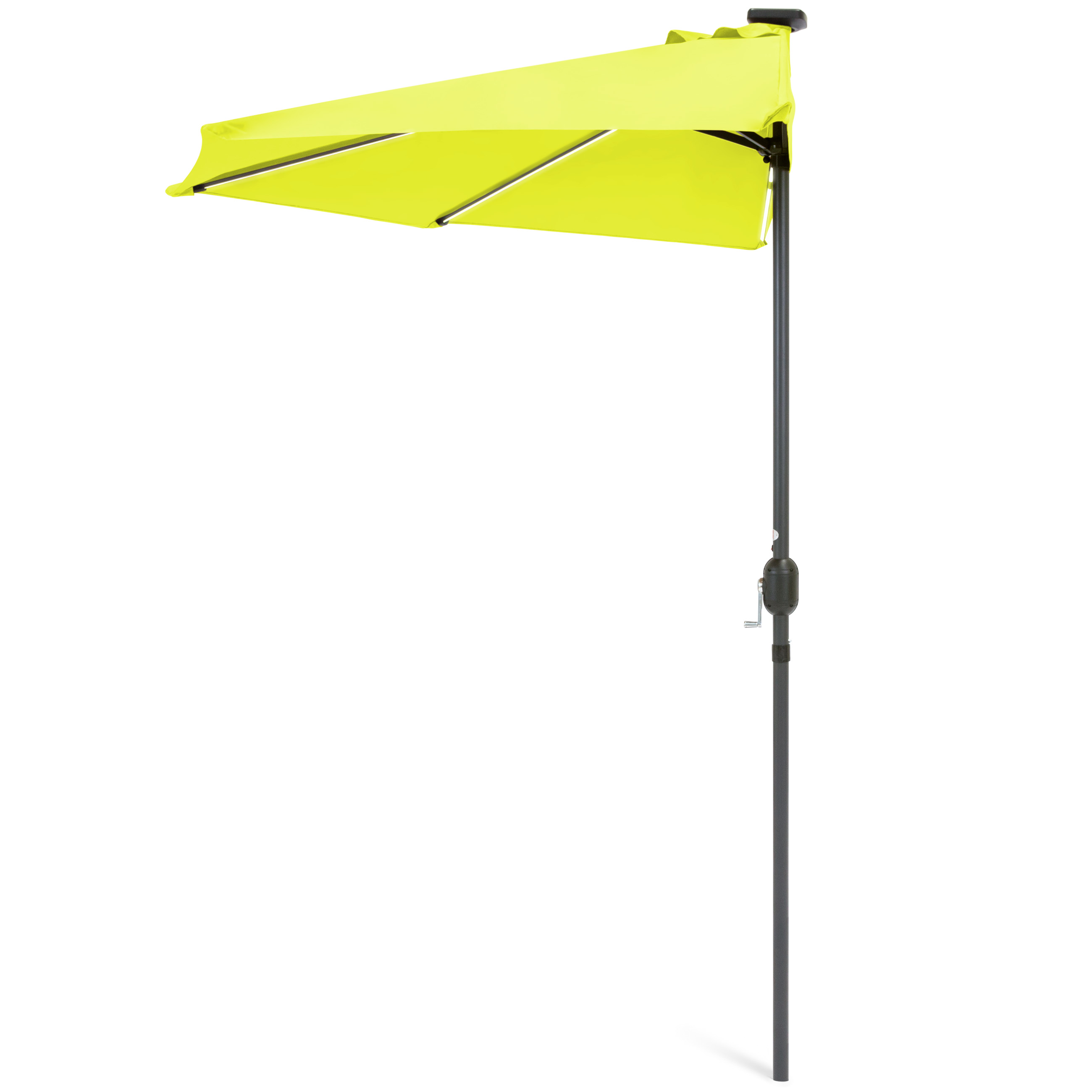 BCP 8.5ft Outdoor Solar LED Strip Lighted Half Patio Umbrella w/ Hand