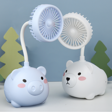 Ventilador portátil con porta lápices celeste, 22.5x9.5x12cm