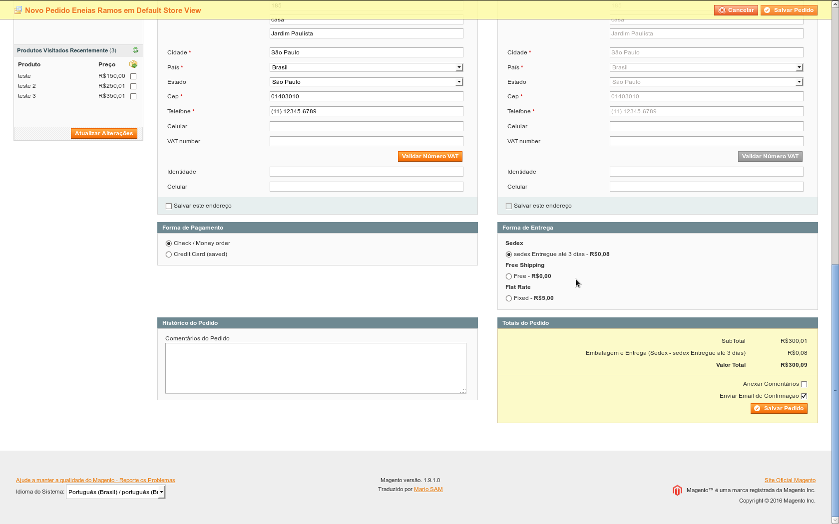 Gamuza Fretes - Magento - Calculando valor do frete no painel administrativo