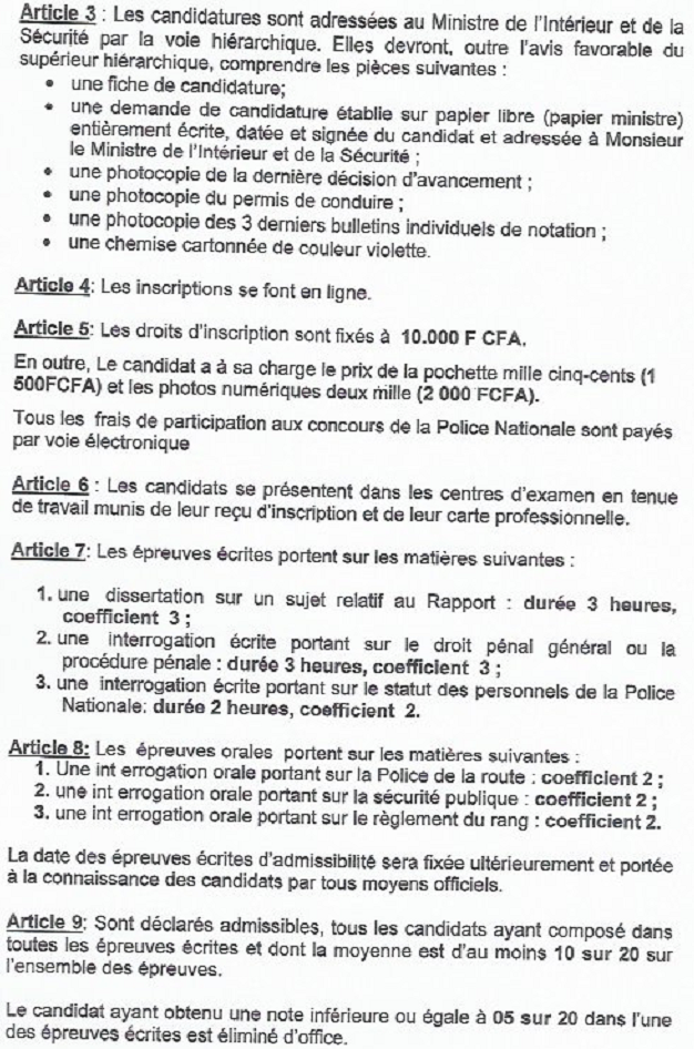Examens BAP n°1 et 2 Brevet d'aptitude professionnelle concourspolice-ci.net 2023-2024