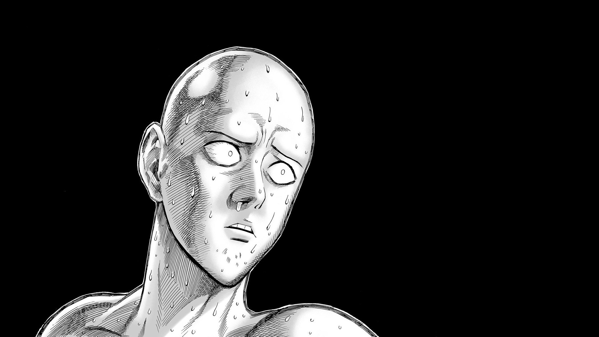 Wallpaper One Punch Man 222 One-Punch Man, Saitama, anime boys, simple background, monochrome