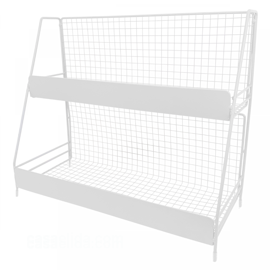Organizador de 2 niveles blanco, 35.5x40x16cm, metal