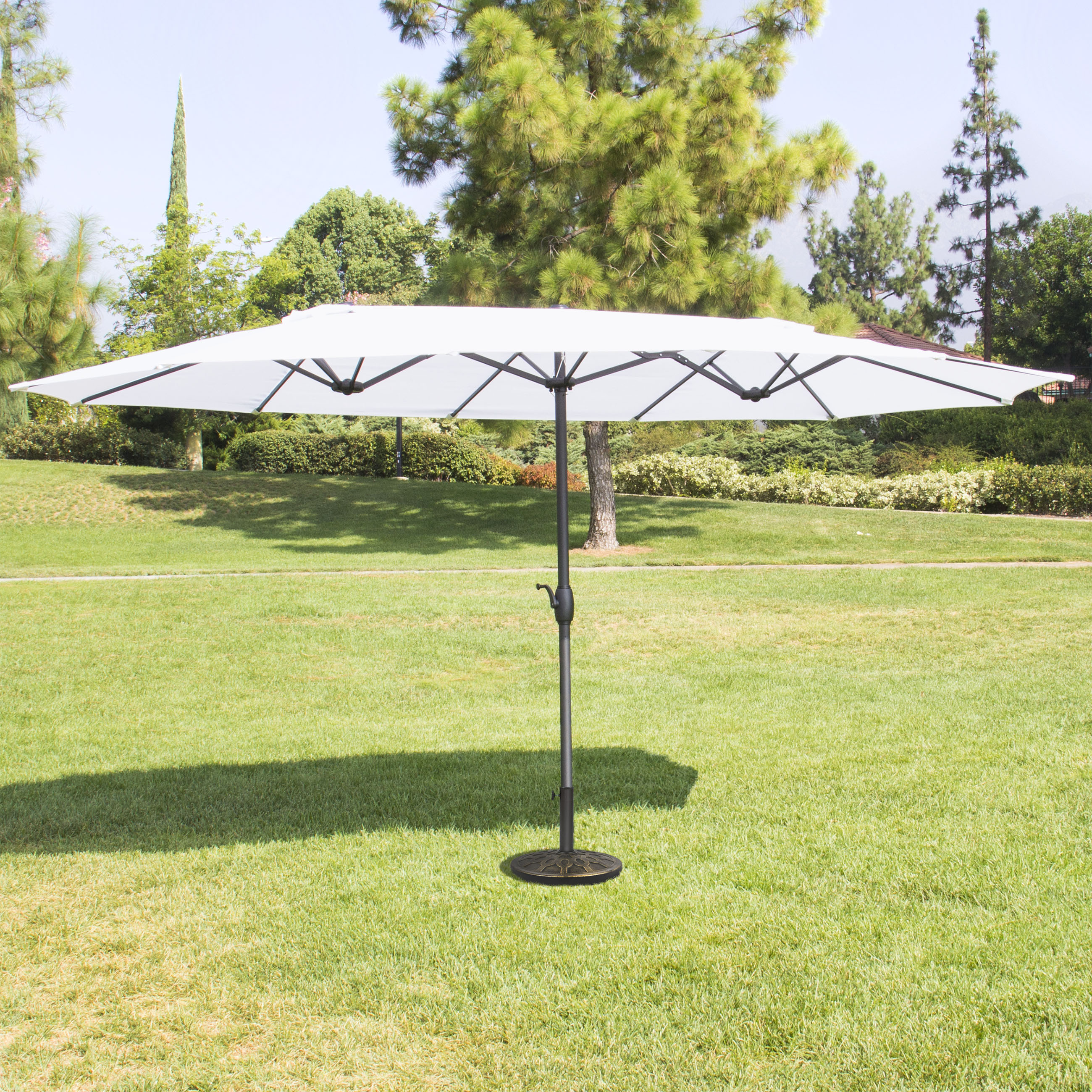 BCP 15x9ft Rectangular Twin Market Patio Umbrella - White ... on {keyword}