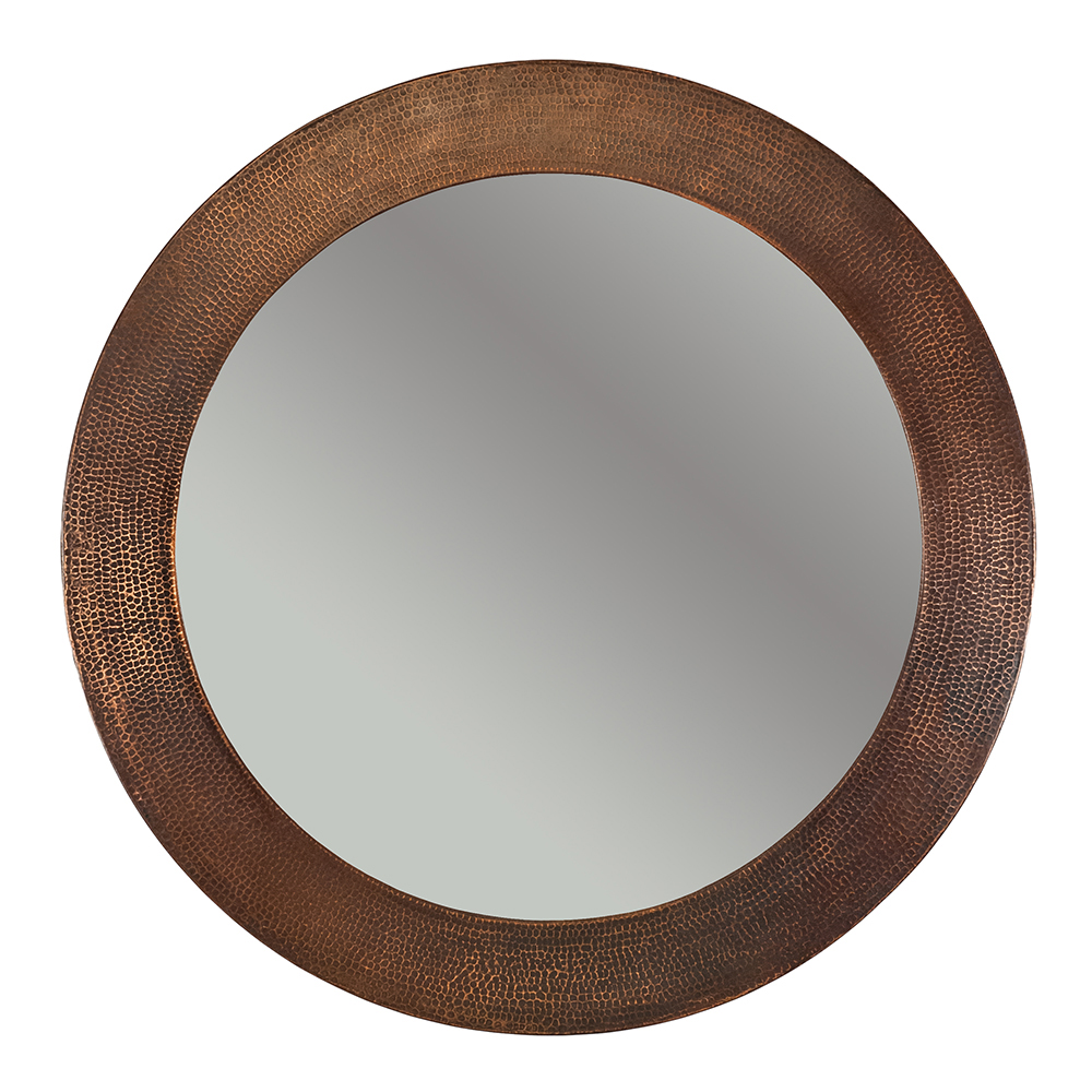 Premier Copper Products 34" Hand Hammered Round Copper Mirror, MFR3434