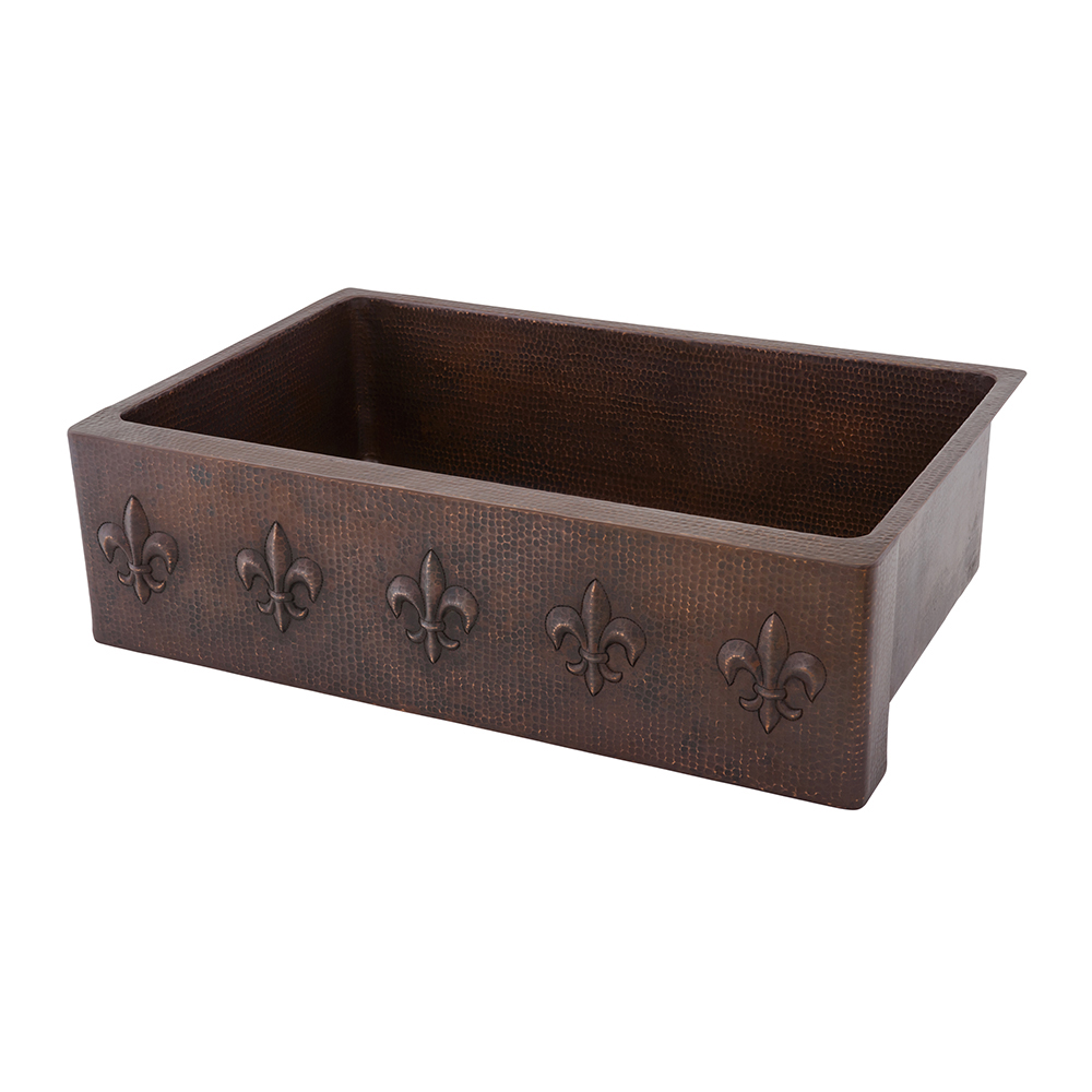 Premier Copper Products 33" Copper Farmhouse Sink, Oil Rubbed Bronze, KASDB33229F