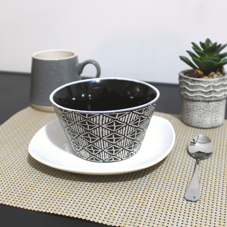Bowl motivo tribal/negro, 7.5xØ13.5cm