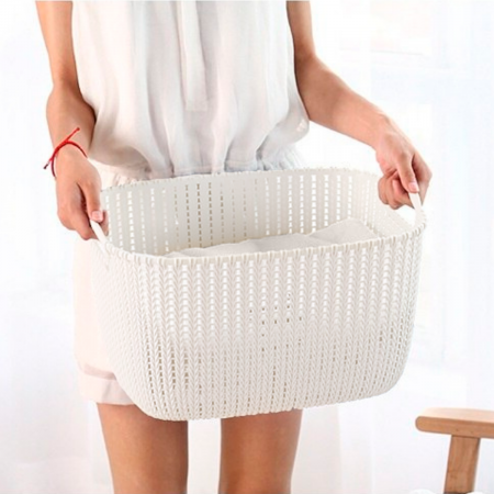 Canasta organizadora crema, 23x38x27.5cm