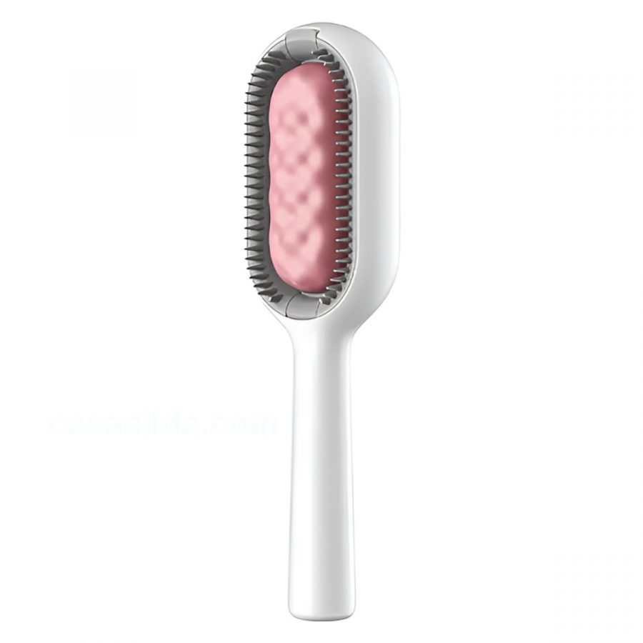 Cepillo masajeador para mascota rosado, 19cm