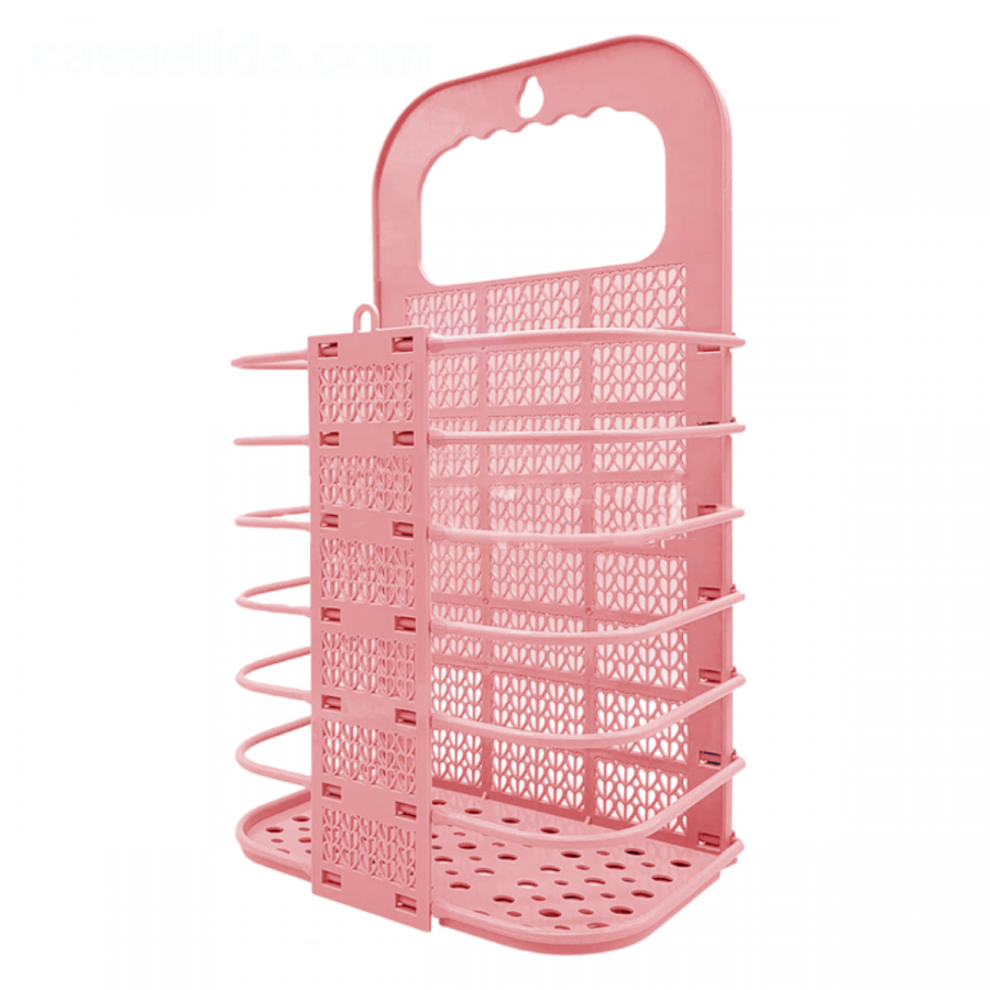 Cesto plegable para pared rosado, 46x27x17cm