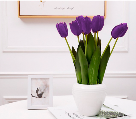 Bouquet artificial tulipanes, morado, 38cm