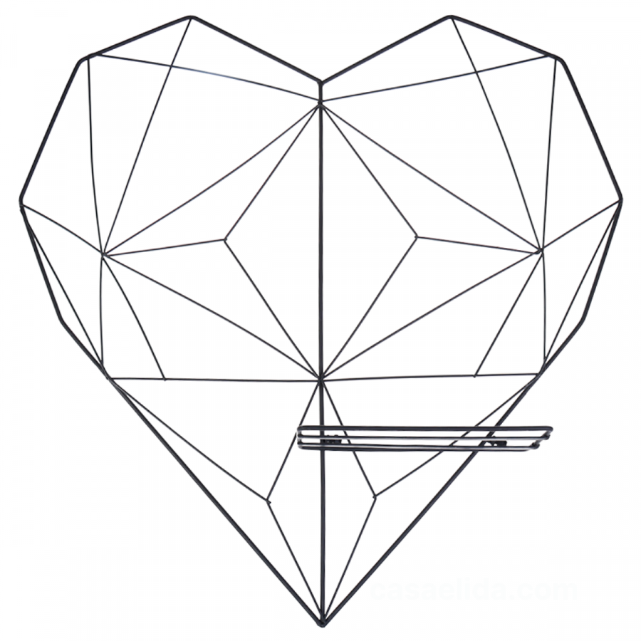 Marco de fotos corazón negro, 51x50cm, acero
