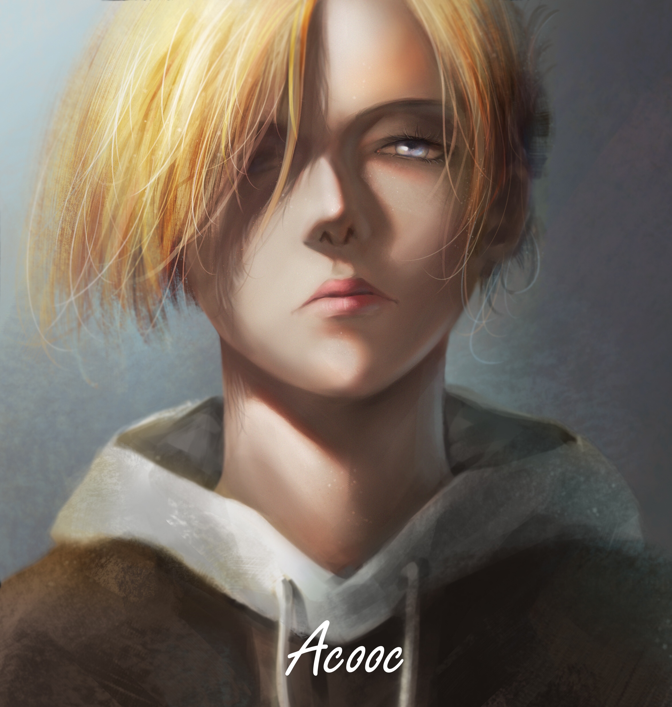 Wallpaper Attack On Titan 100 Shingeki no Kyojin, anime girls, 2D, female warrior, looking at viewer, Annie Leonhart, gray eyes, fan art, anime