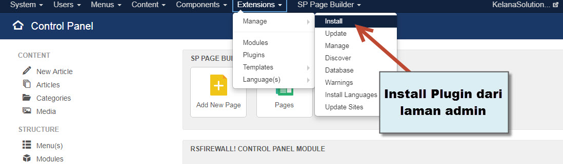 Panduan AMP Pada Joomla CMS - Instalasi Plugin Joomla