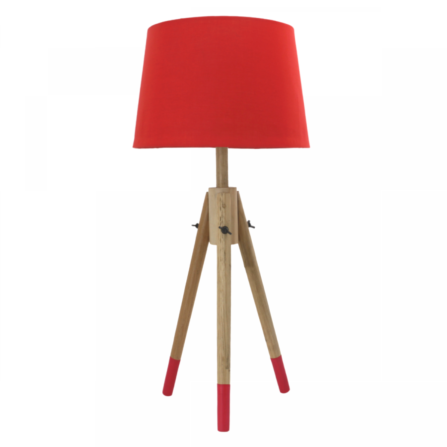 Lámpara de mesa trípode rojo, 66cm