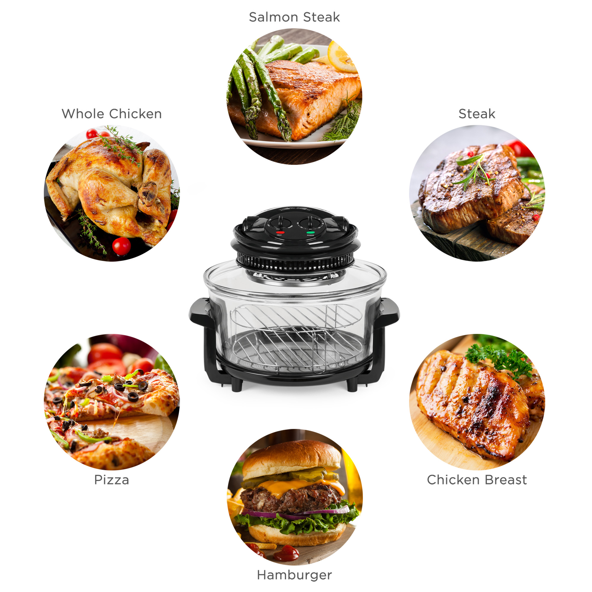 BCP 12L Electric Convection Glass Halogen Oven Cooker w/ 2 Wire Racks, Tongs eBay
