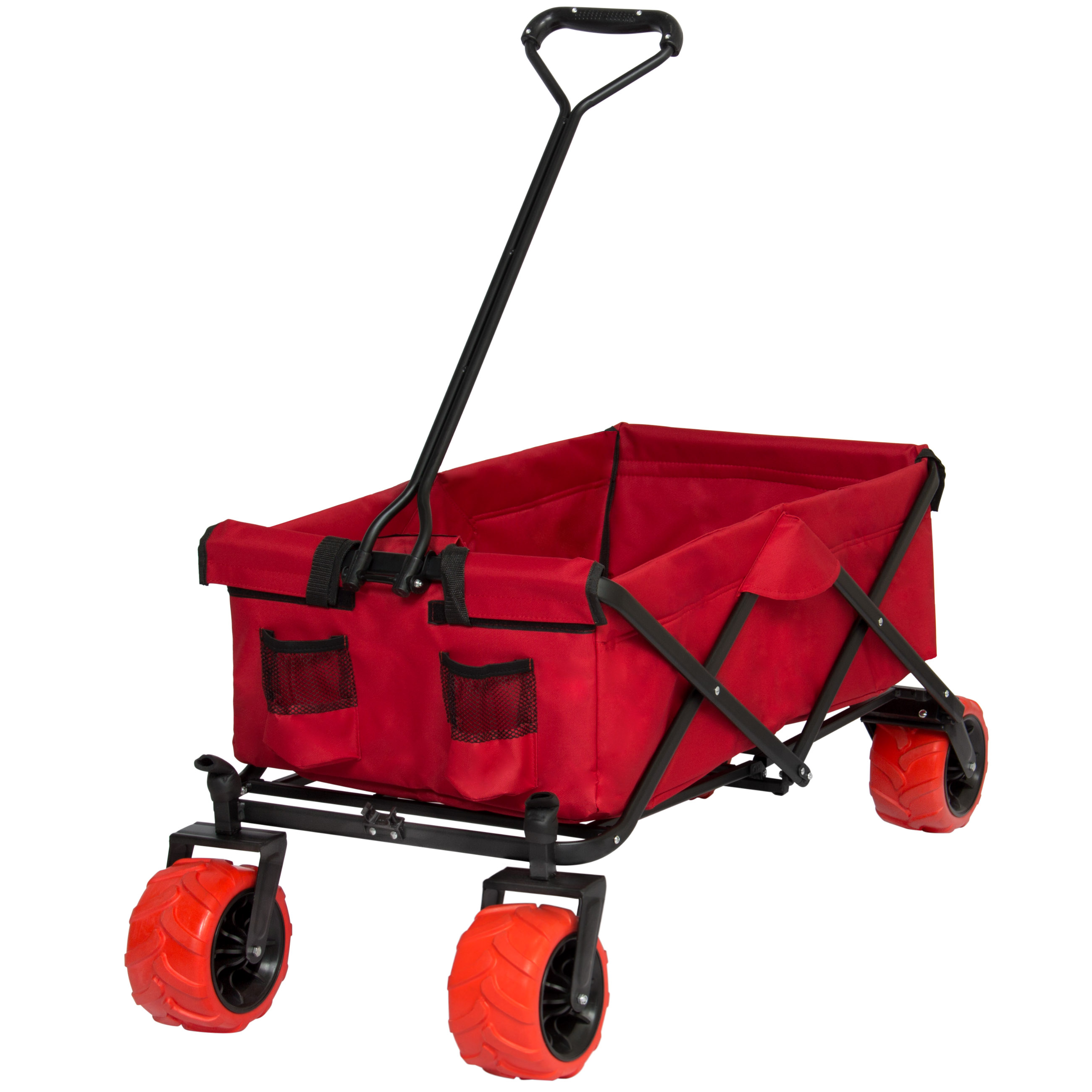 Folding Utility Wagon Shopping Garden Beach Cart W/ All-Terrain Wheels ...