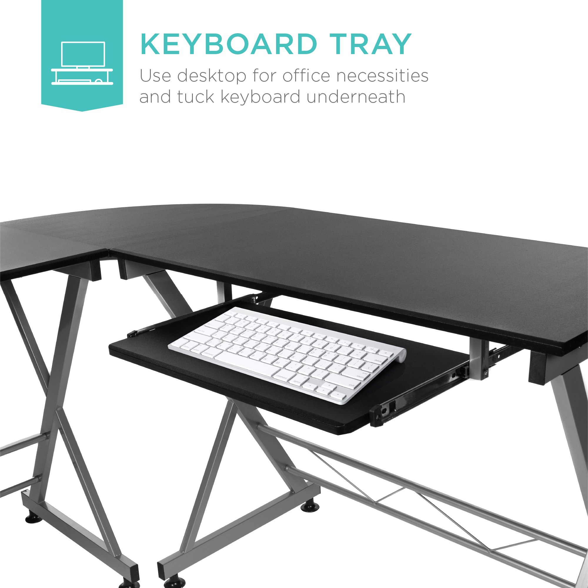 BCP Modular LShape Corner Computer Desk w/ Wooden Tabletop, Keyboard Tray eBay