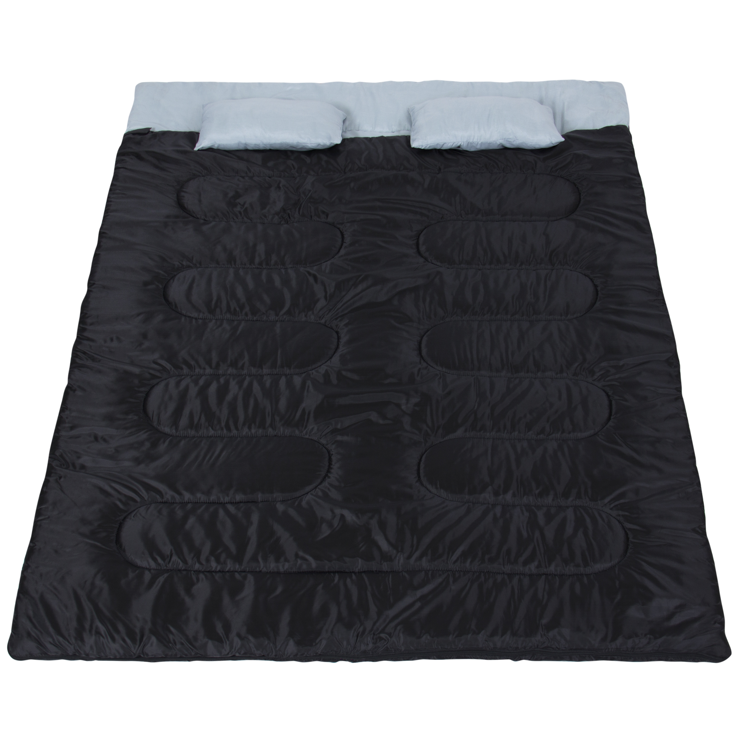 BCP 2in1 Double Sleeping Bag w/ 2 Pillows, Carrying Case Black/Gray eBay