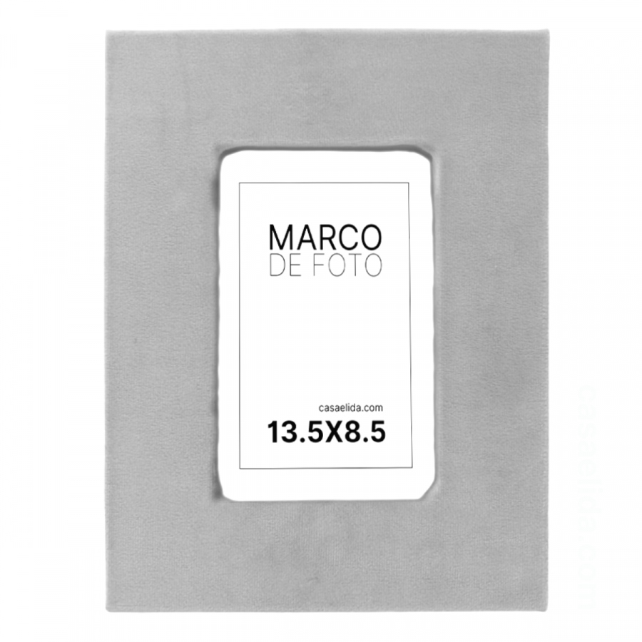 Marco de foto gris, 22.5x17.5cm, madera mdf, tela terciopelo