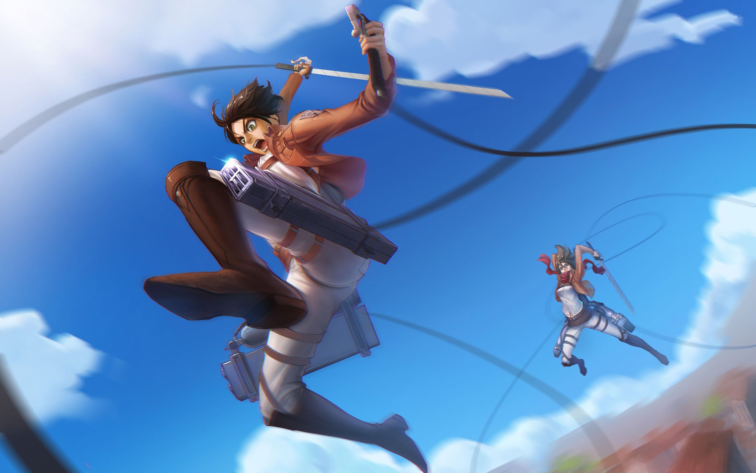 Wallpaper Attack On Titan 493 Shingeki no Kyojin, Eren Jeager, Mikasa Ackerman, anime