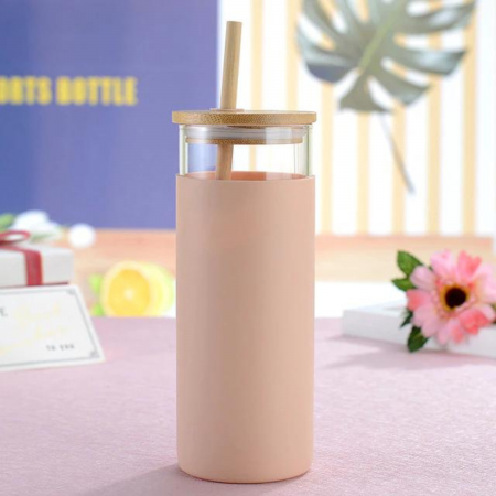 Tomatodo con funda de silicona beige, 500ml, borosilicato