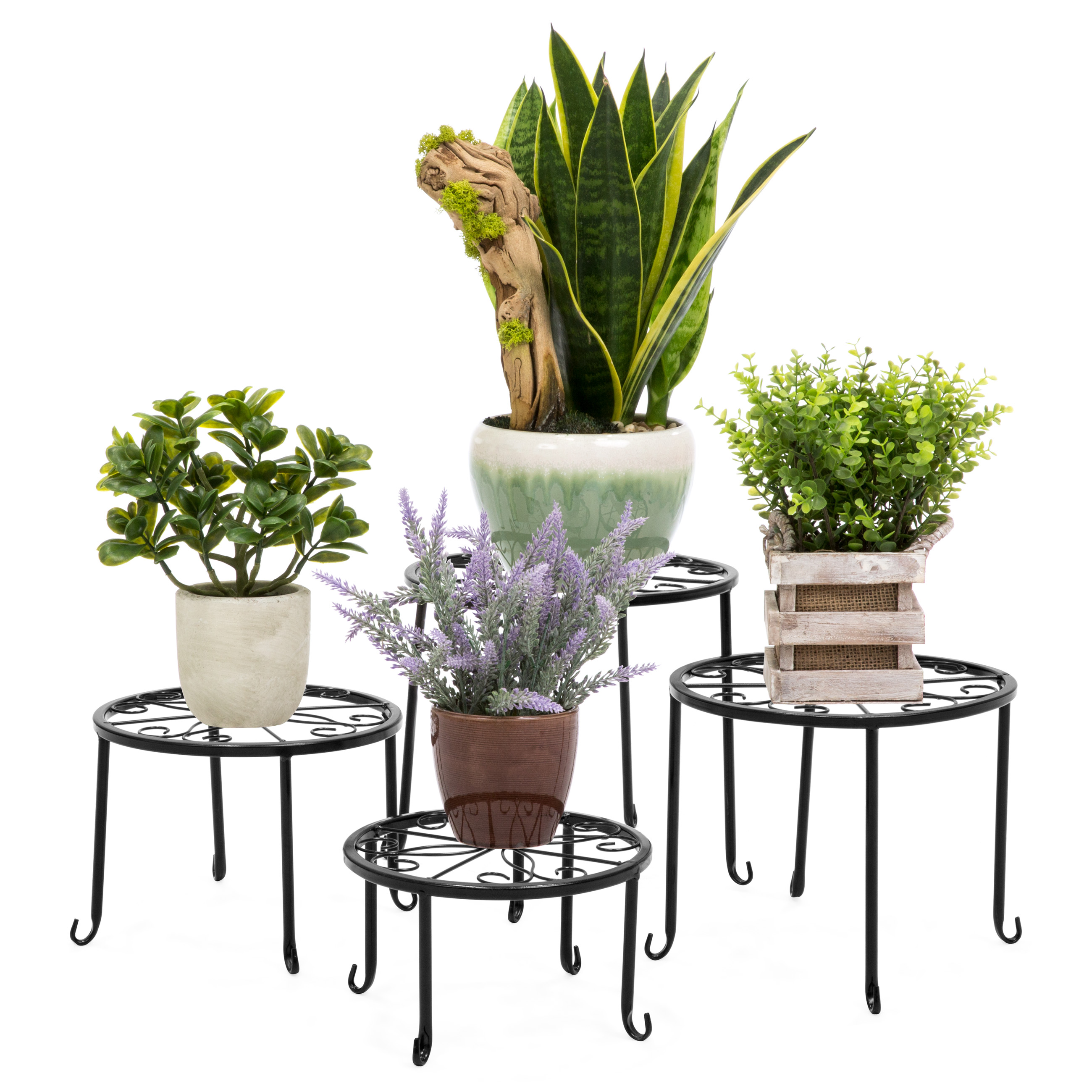 BCP Set of 4 Indoor Outdoor Metal Nesting Plant Stands, Flower Pot ...