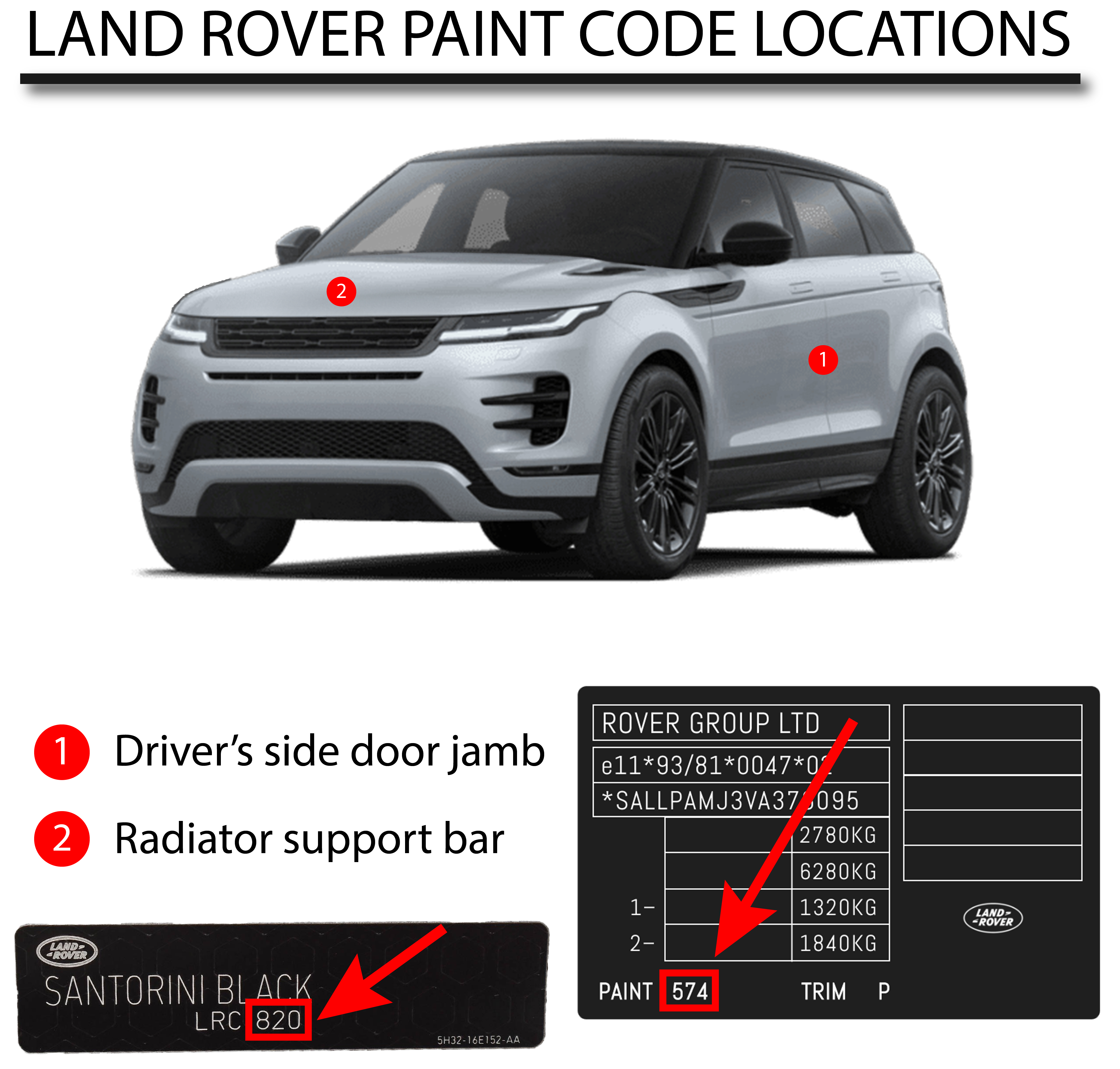 Automotive Paint for Land Rover 860, PEJ, 1AD, Mariana Black Pearl