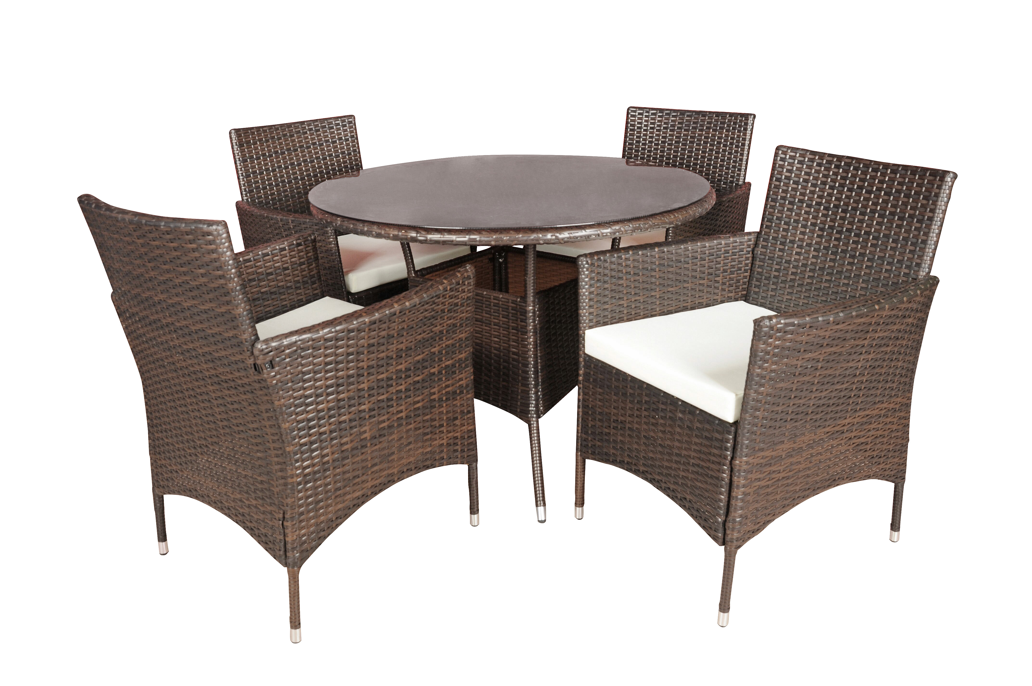 5 Piece Outdoor Patio Table and Chairs Dining Furniture Set, Rattan