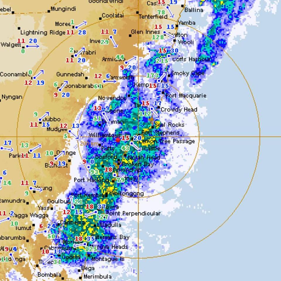 Rain radar NSW coast