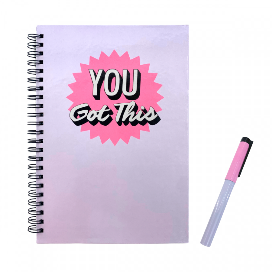 Libreta de notas + lapicero morado, A5