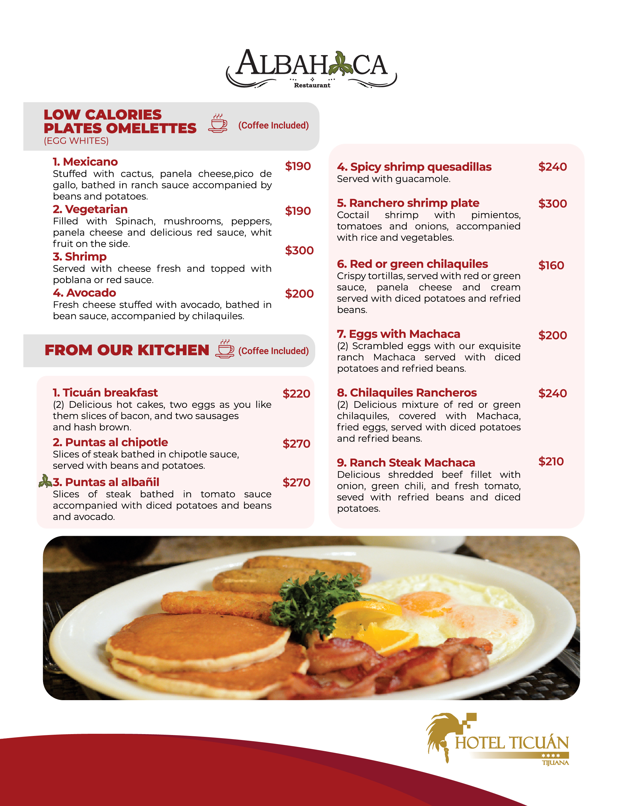 Albahaca Menu