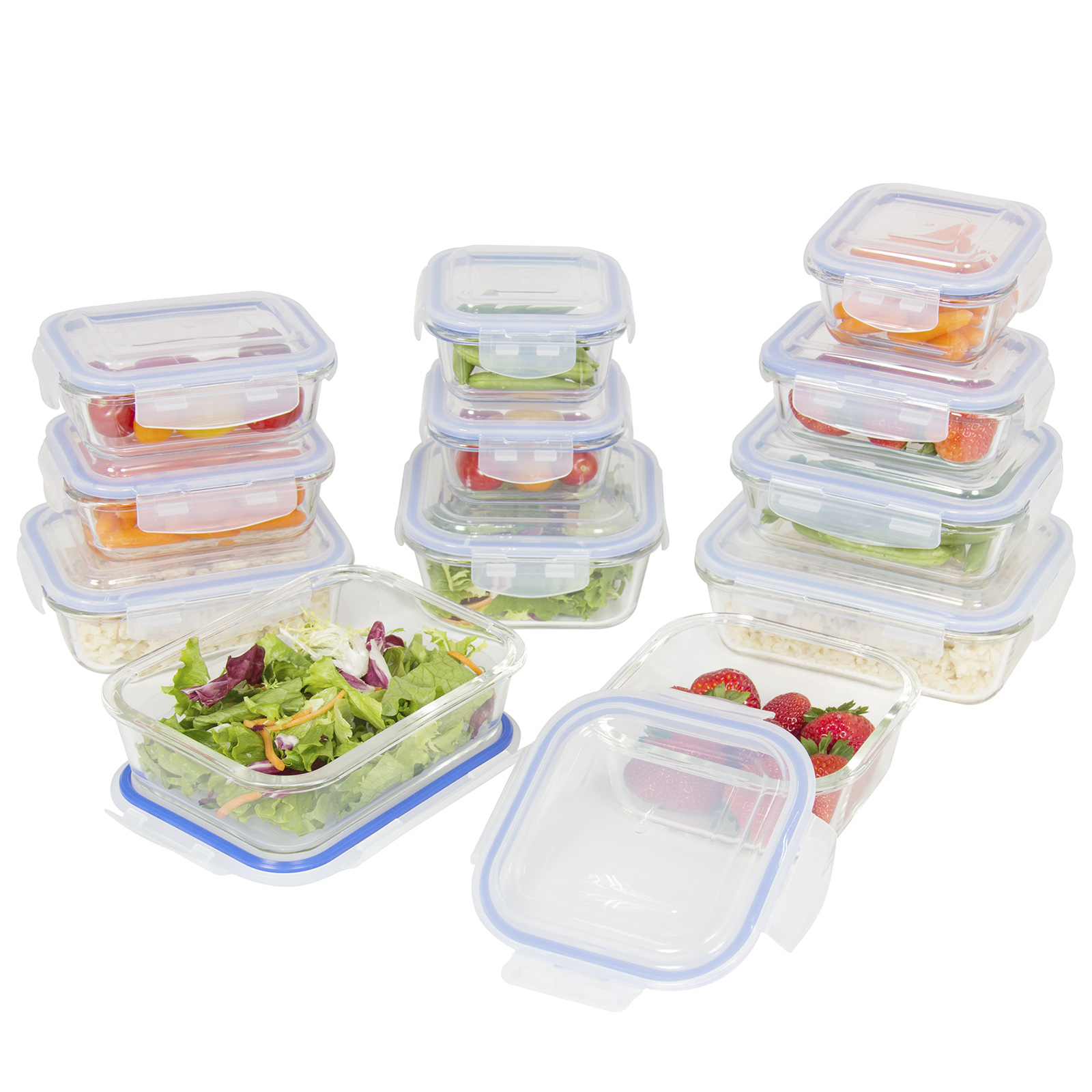 BCP 24-Piece BPA-Free Glass Food Container Set w/ 5 Sizes - Clear | eBay