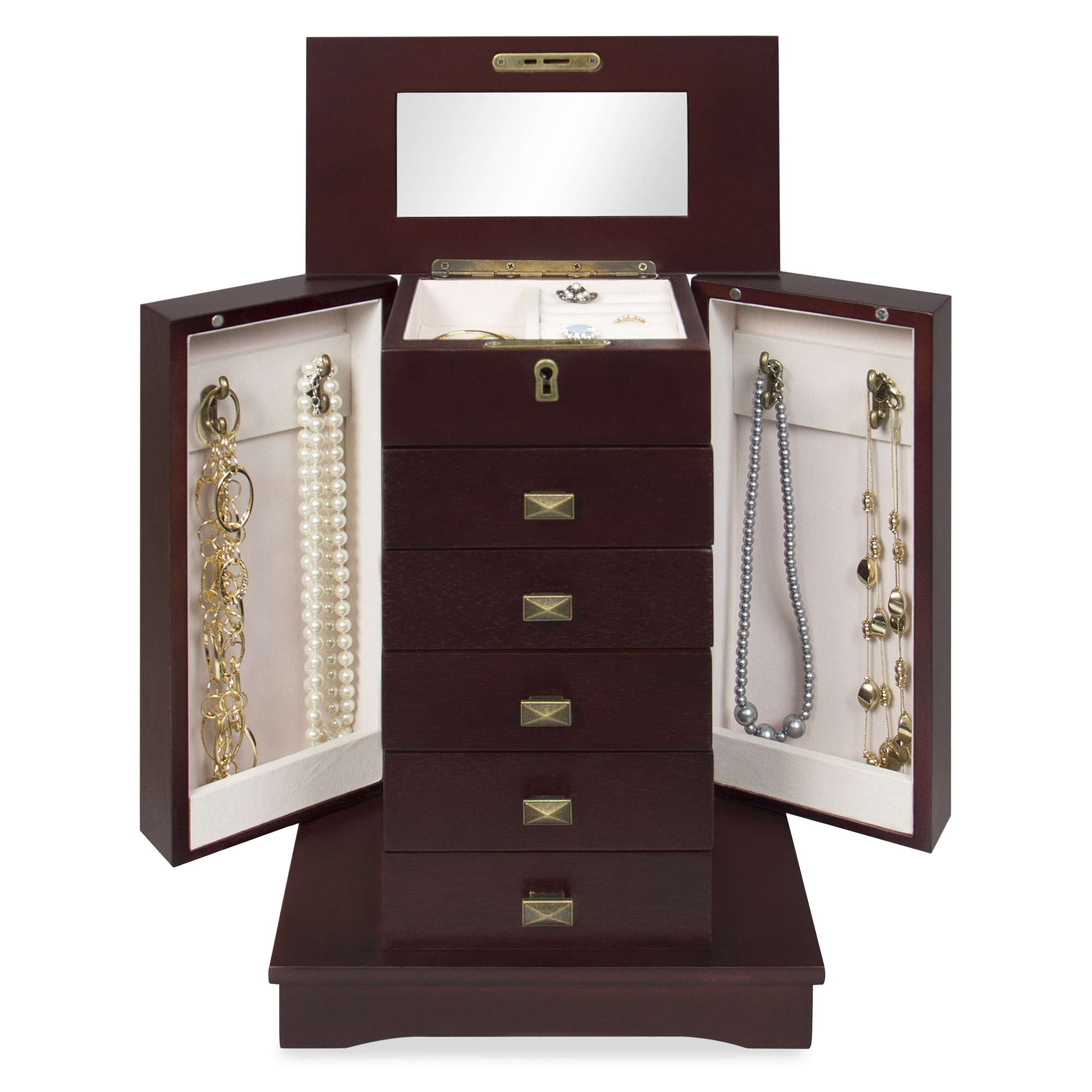 BCP Handcrafted Wooden Tabletop Jewelry Armoire Brown 816586023551 eBay