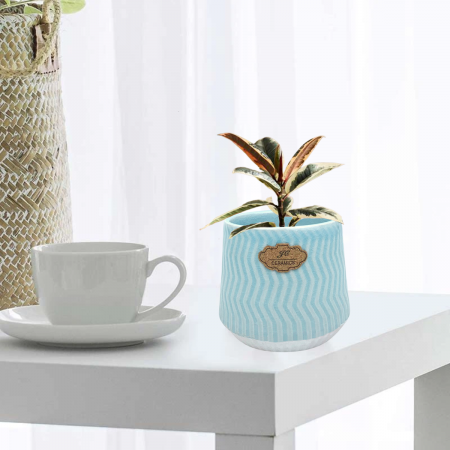 Maceta decorativa celeste, 10xØ11cm, cerámica