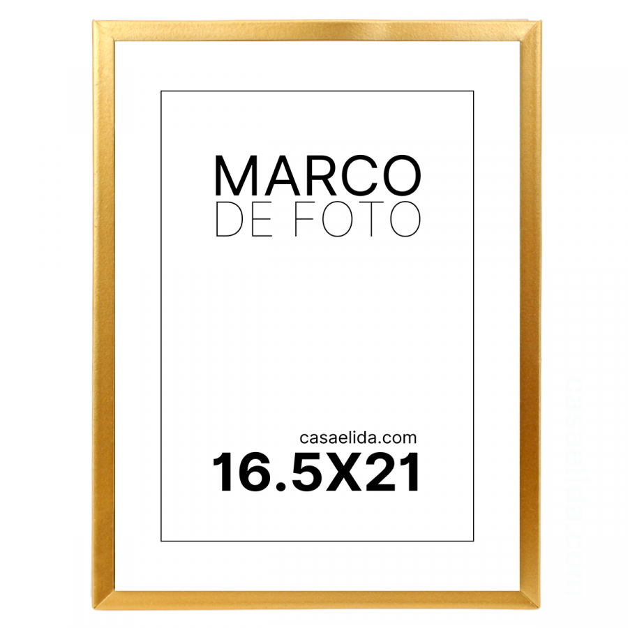Marco de foto dorado, 23x18cm, metal