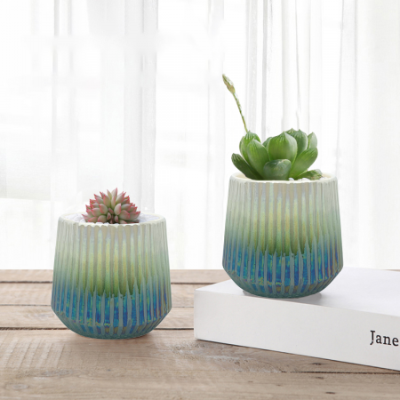 Maceta decorativa tornasol verde oscuro, 10xØ11cm, cerámica