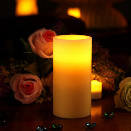 Vela artificial de cera blanco, 23xØ7.5cm, led