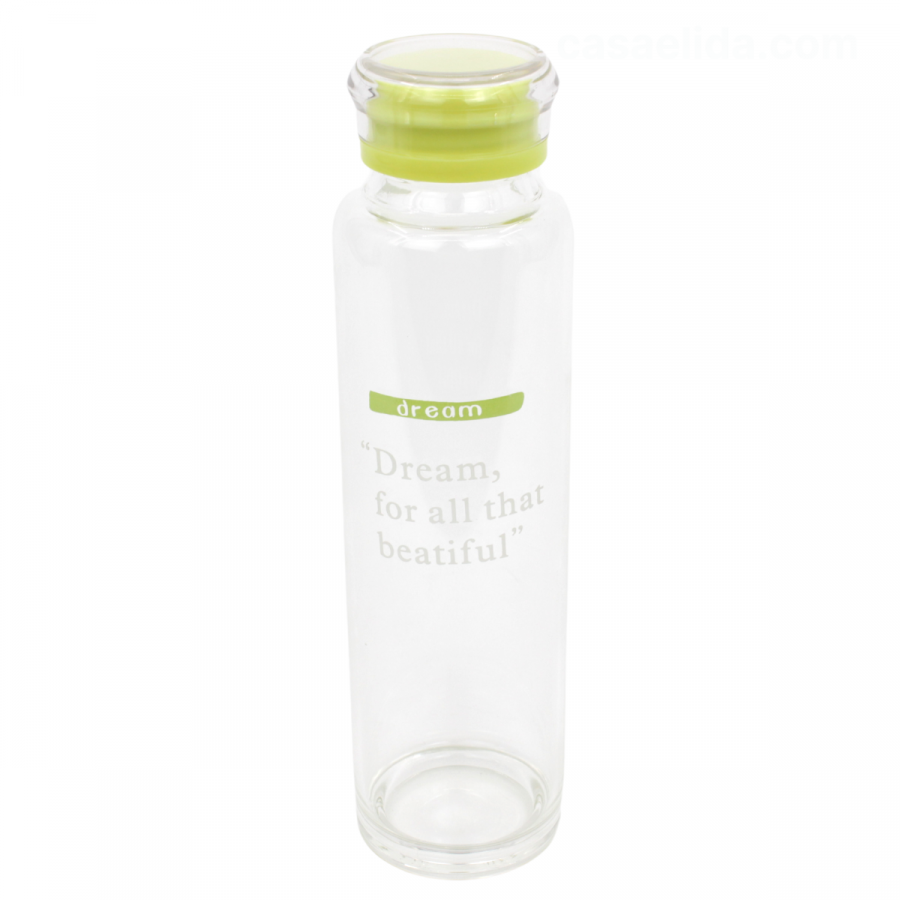 Botella de vidrio resistente al calor verde limón, 450ml, borosilicato