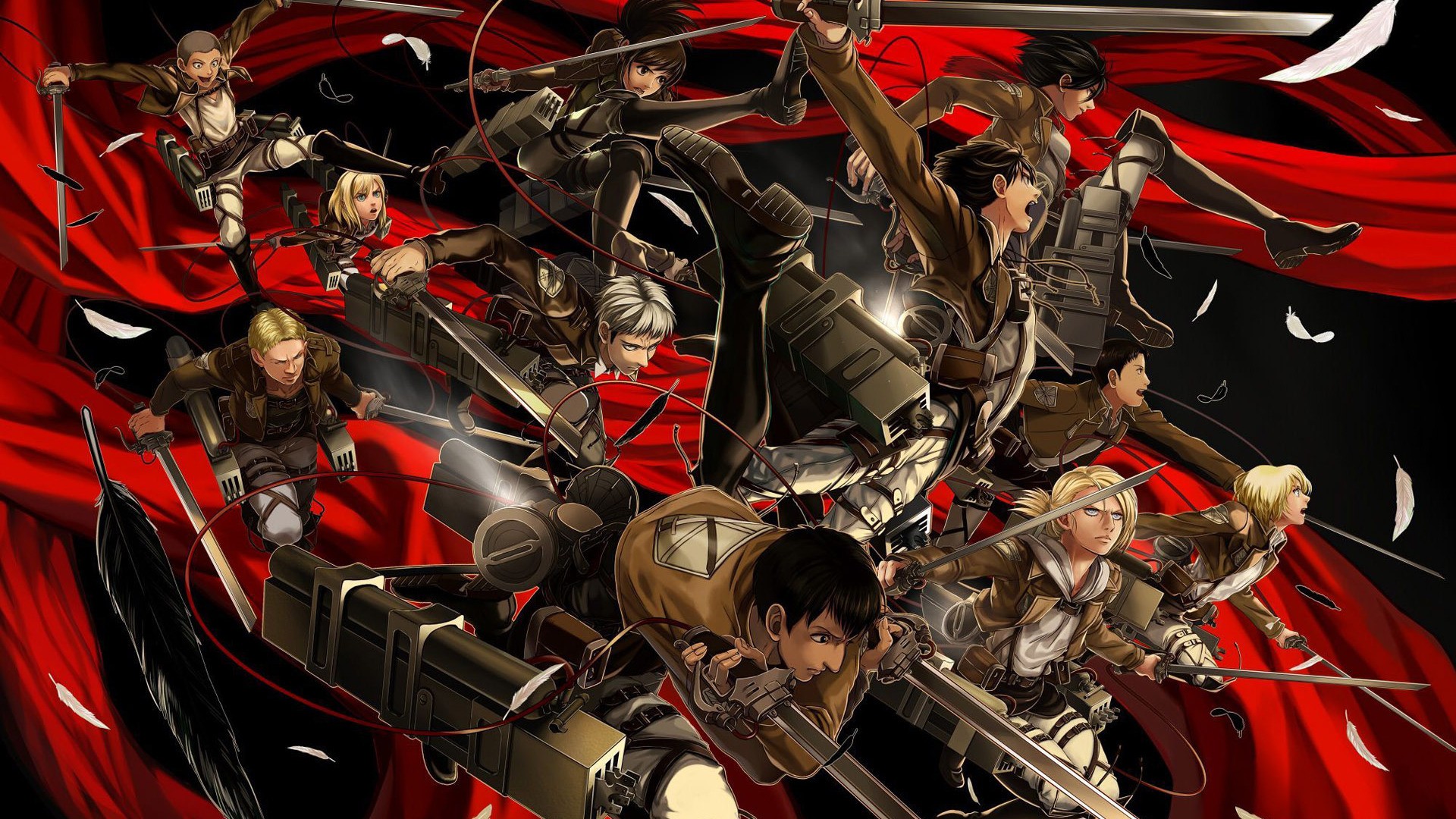 Wallpaper Attack On Titan 489 Shingeki no Kyojin, Eren Jeager, Mikasa Ackerman, Armin Arlert, Blouse Sasha, Leonheart Annie, anime, Renz Christa, Jean Kirsrein, artwork, anime boys, anime girls