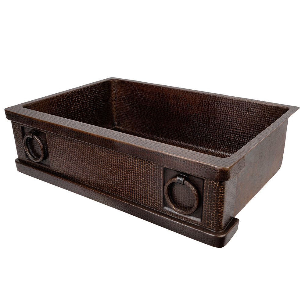 Premier Copper Products 33" Copper Farmhouse Sink, Oil Rubbed Bronze, KASDB33229R