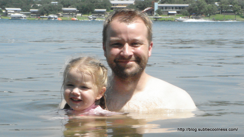 Josh and Zoë swimming in the lake.