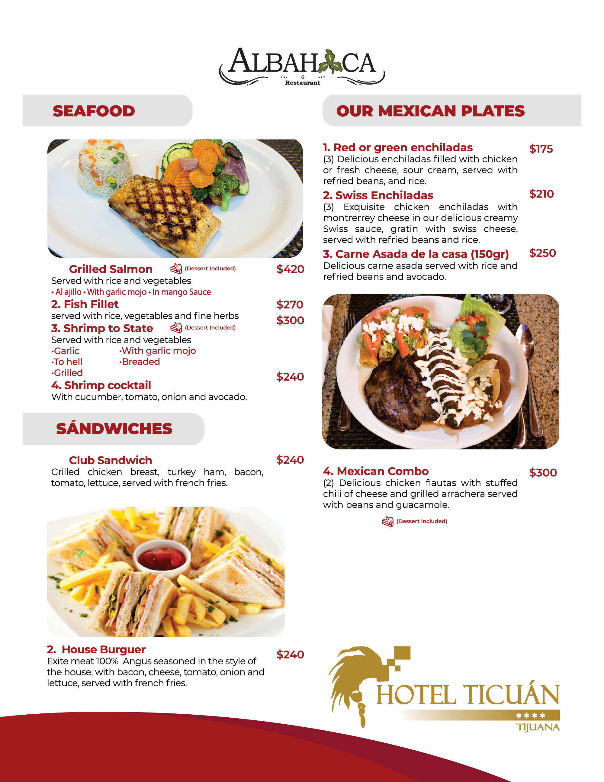 Albahaca Menu