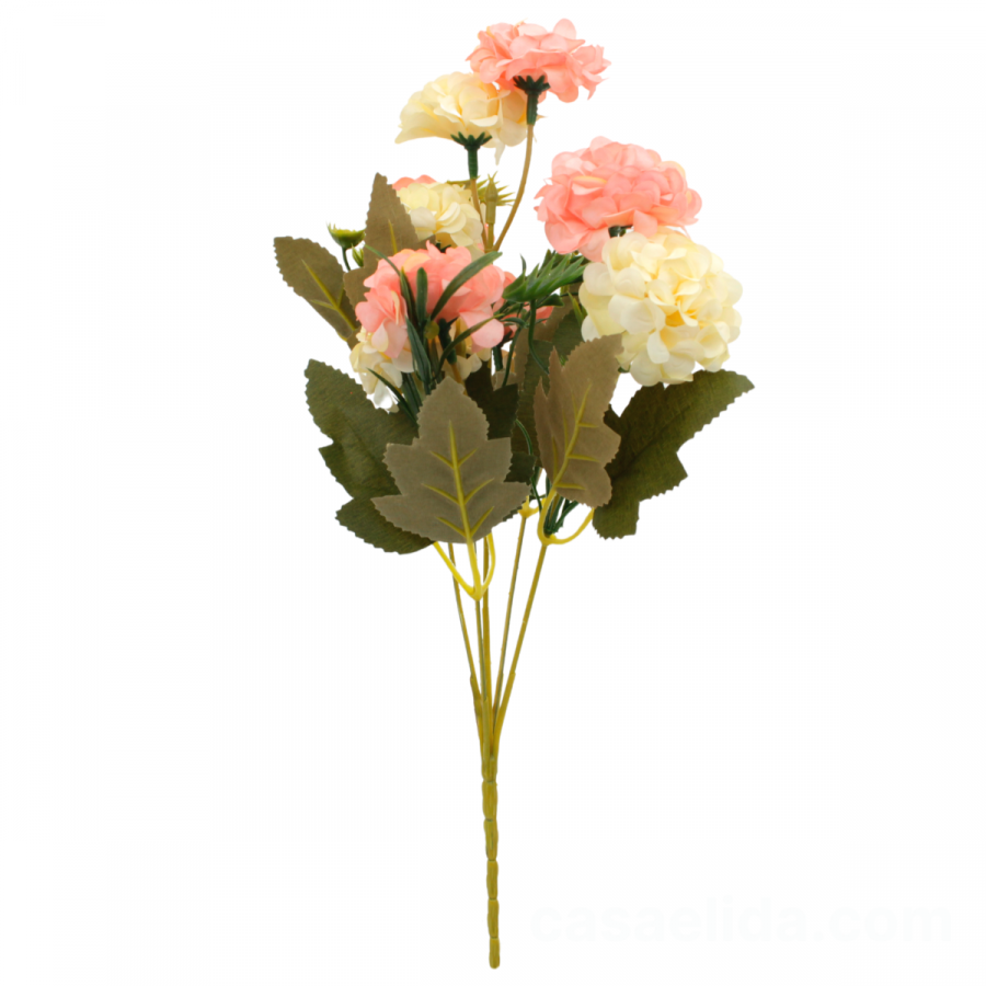 Hortencia artificial rosa, crema, 30cm